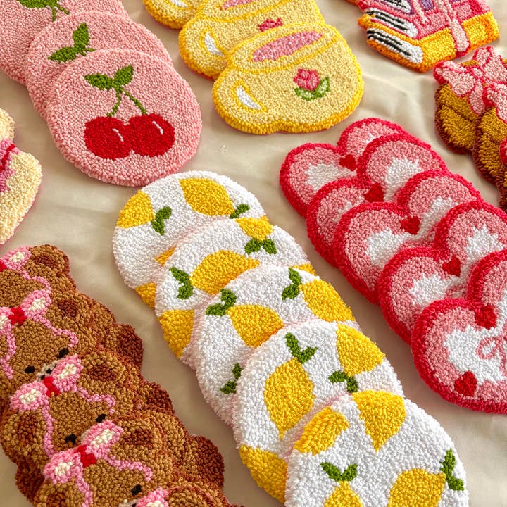 Honey Punches - Wholesale Coasters - Punch needle mug rugs, cottagecore coffee coasters decor3