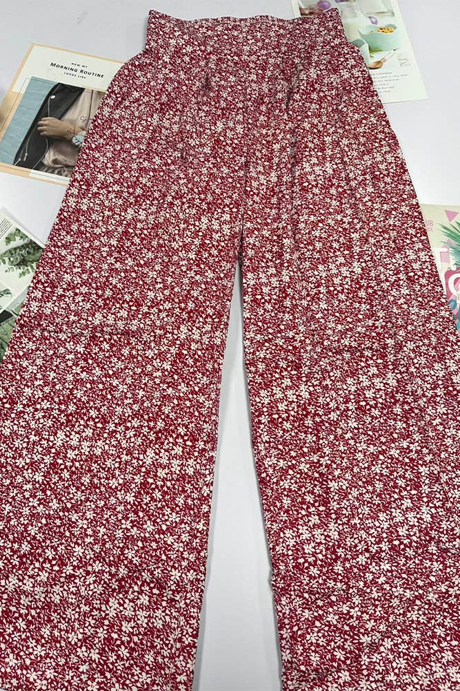 UNISHE - Wholesale Broek - Dames - Hoge Taille Wijde Pijpen Bloemenbroek ZK249115