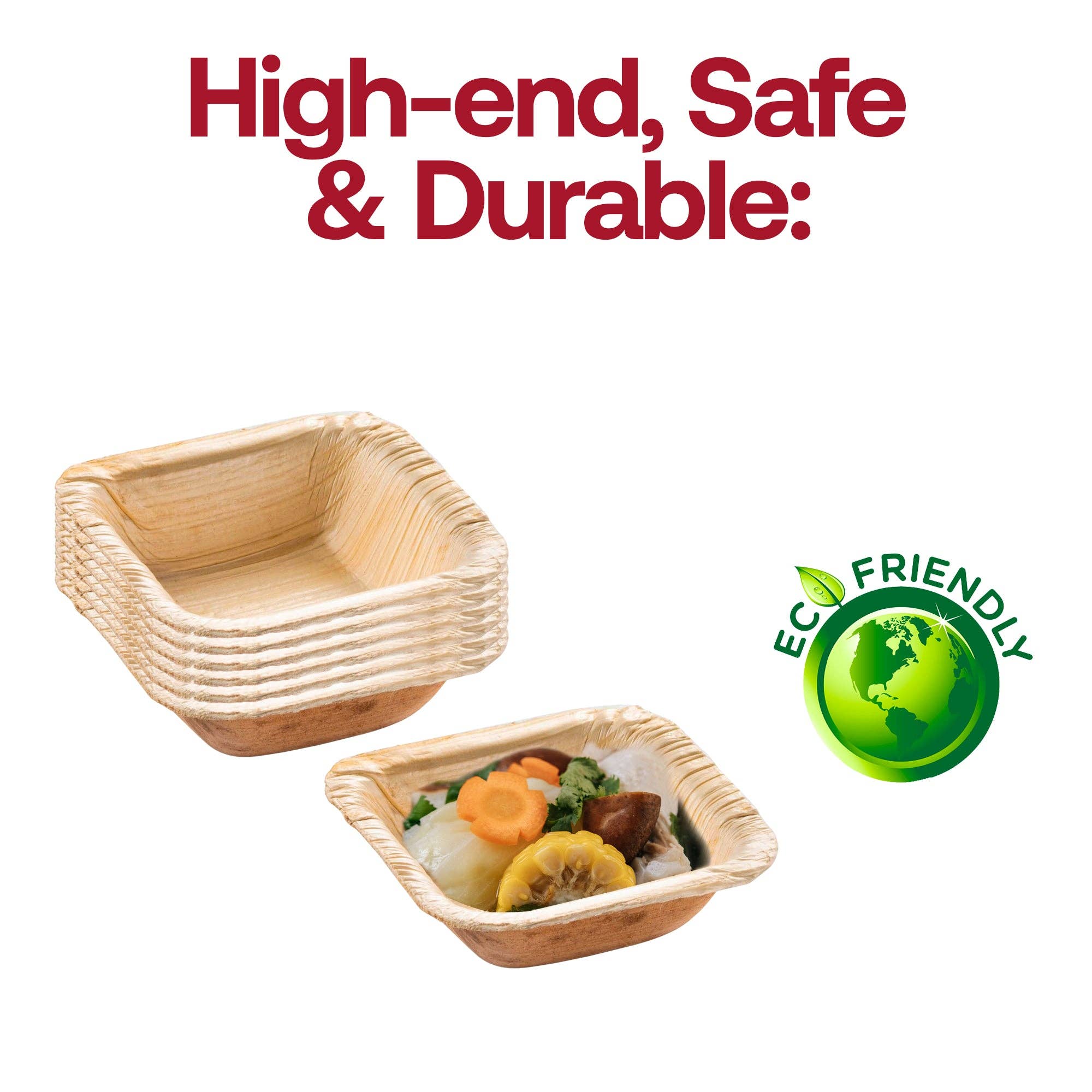 Smarty had a Party - Wholesale Disposable Plate - 1.5 oz. Square Palm Leaf Eco Friendly Mini Bowls - 25 pcs4