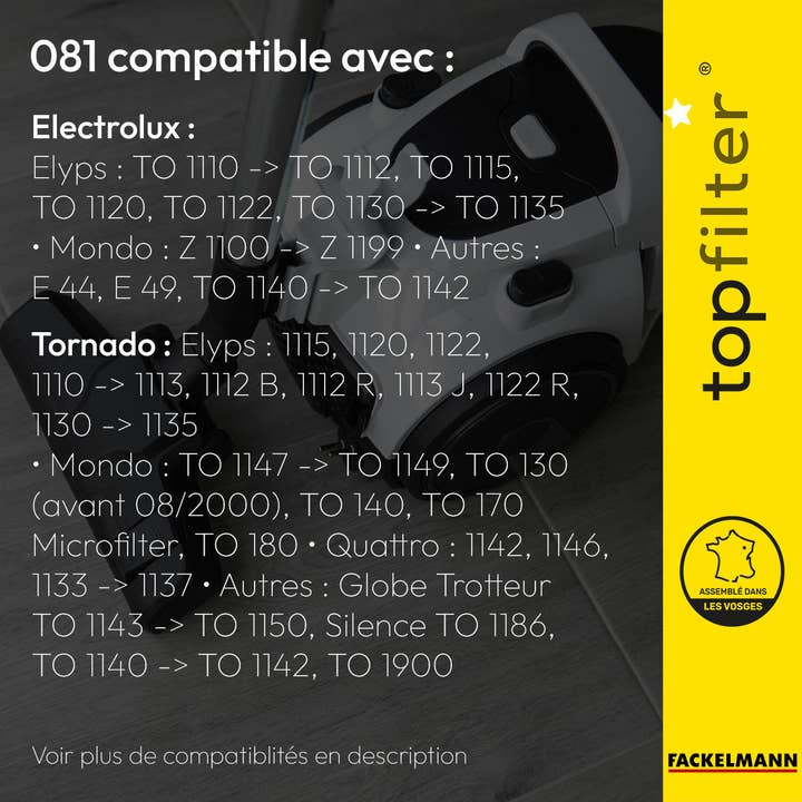 Zenker - Venta al por mayor Aspiradora - Juego de 4 bolsas de aspiradora para Tornado y Electrolux TopFilter Premium1