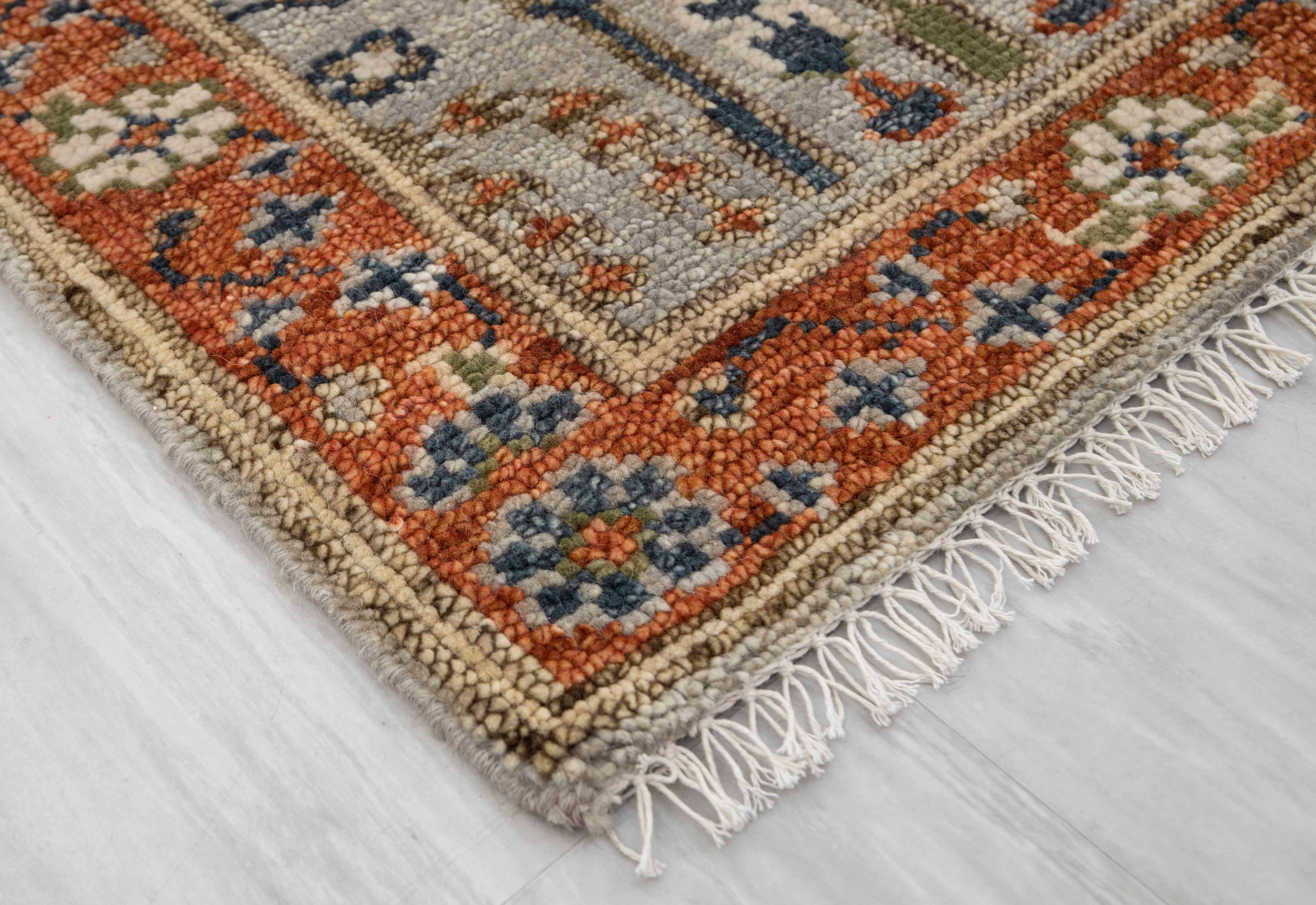 Aesthetic Homes LLC - Wholesale Runner Rug - Gray Rust Tree of Life Wool Runner – Custom Size P-70435