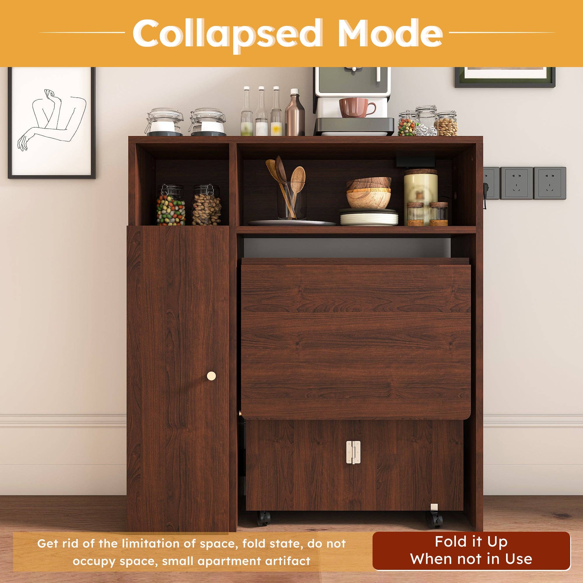39F Inc. - Wholesale Sideboard - Folding Dining Table with Wall Storage and Power Socket9