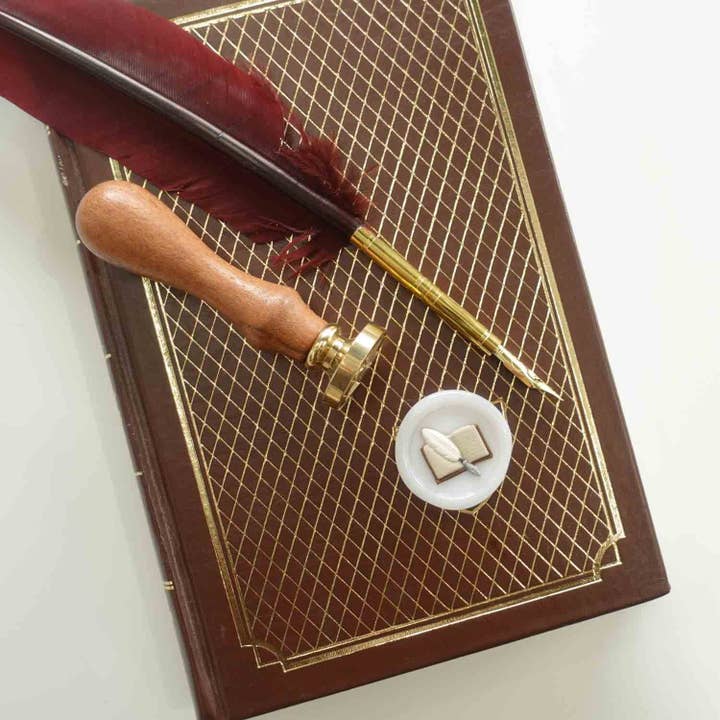 Fiona Ariva - Wholesale Rubber/decorative stamp - 3D Book & Quill wax seal stamp, wax seal kit or stamp head3