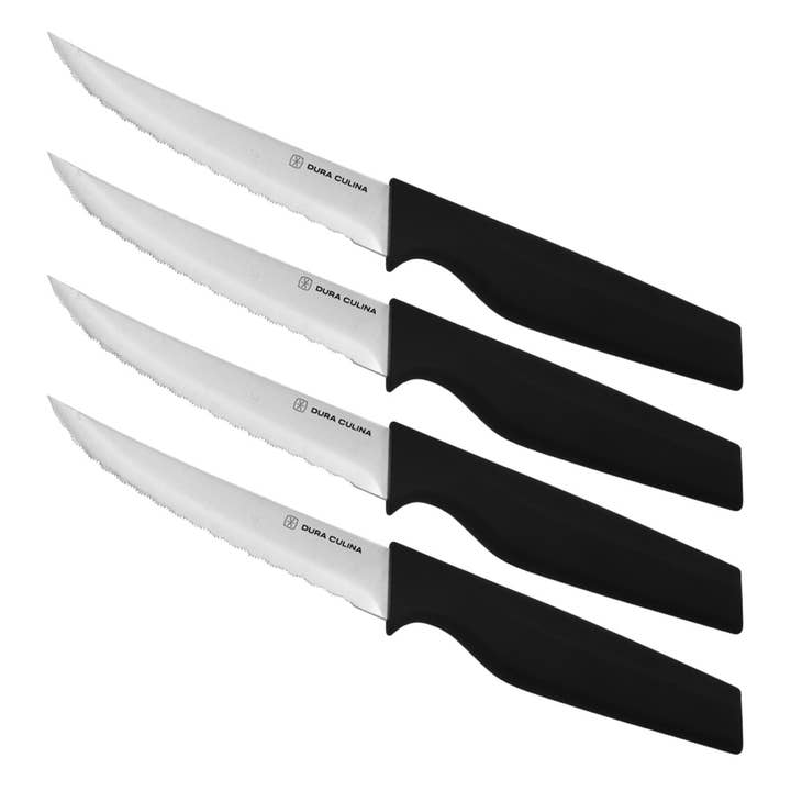 4-Piece Steak Knife Set - High Carbon Stainless Steel Serrated Blades with Ergonomic Handles, 4.5” Premium Kitchen Knives for Dining for wholesale by Dura Living LLC