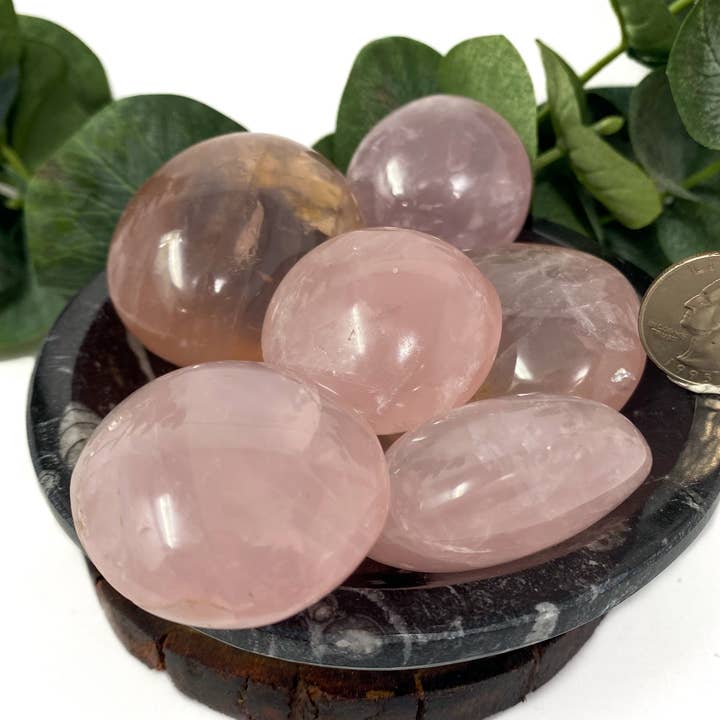 Palmiers en quartz Med Rose - sac de 1 lb pour la vente par The Crystal Tabby