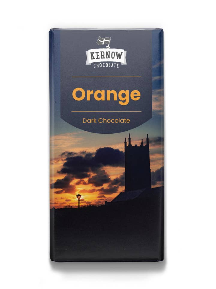 Kernow Chocolate 100g Orange Dark Chocolate Bar for wholesale by Kernow Chocolate