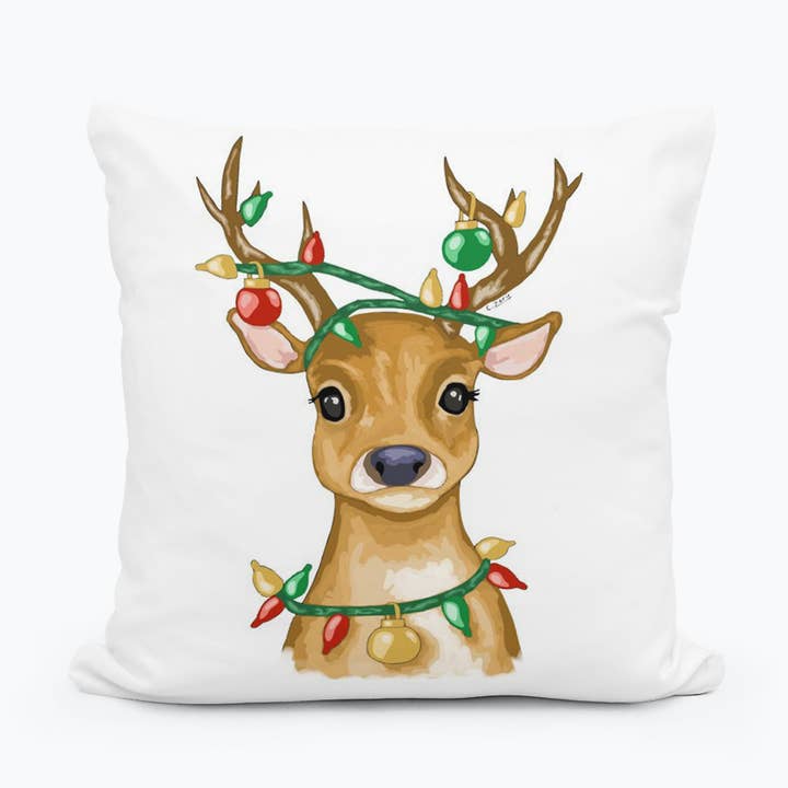 COREY'S REINDEER ON SQUARE PILLOW for wholesale by LuckyBird Apparel and Home