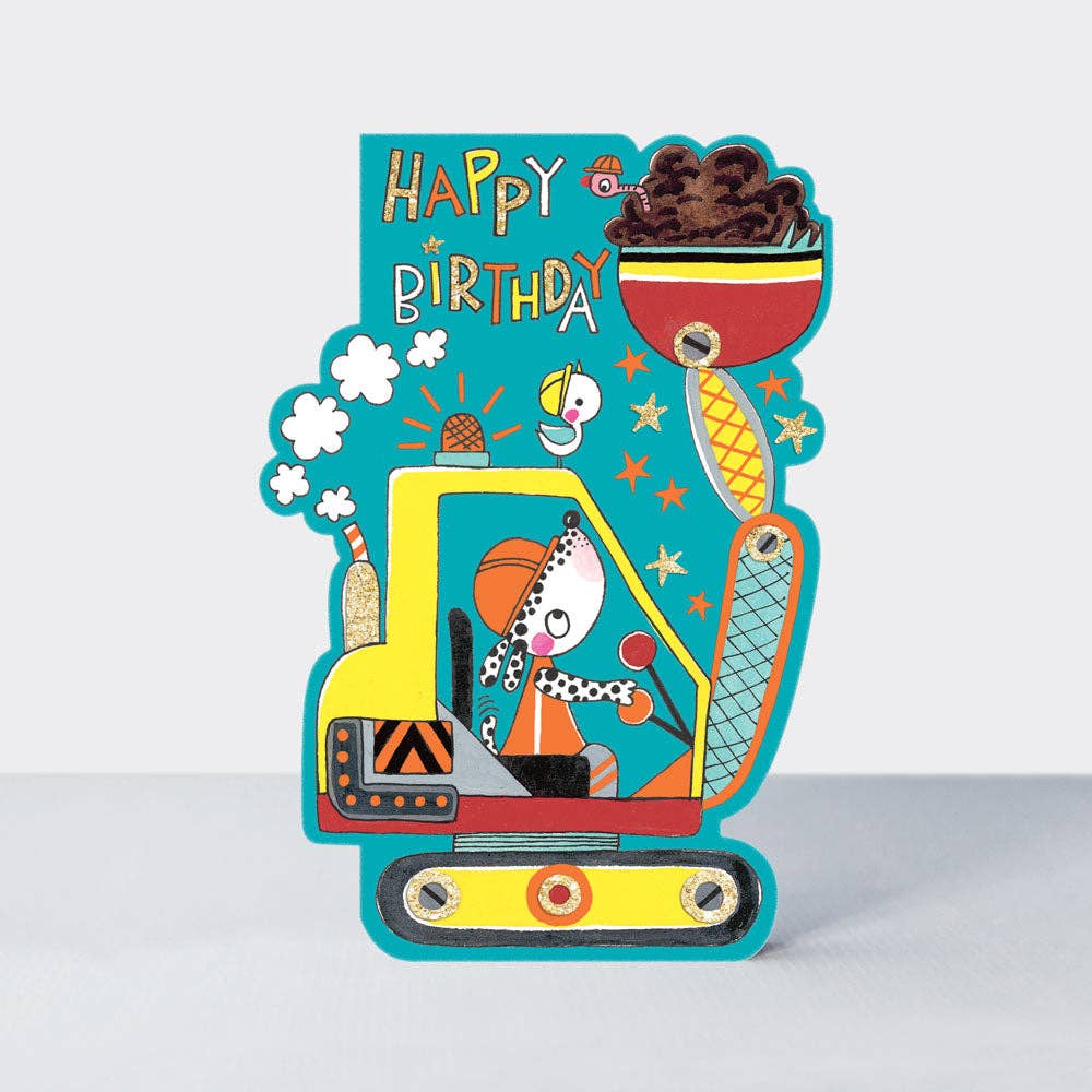 Rachel Ellen Designs – wholesale Birthday card – Little Darlings - Happy Birthday Digger Birthday Card0