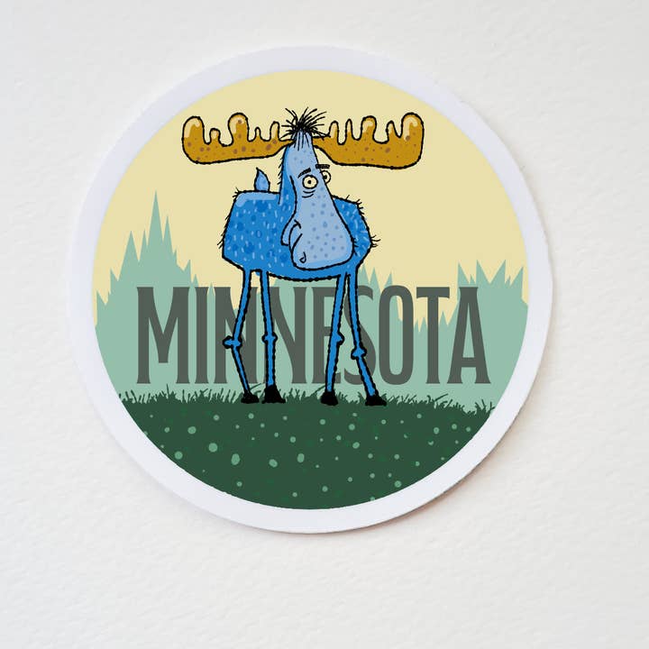 Minnesota Moose Sticker Round for wholesale by Brian Barber, Illustration