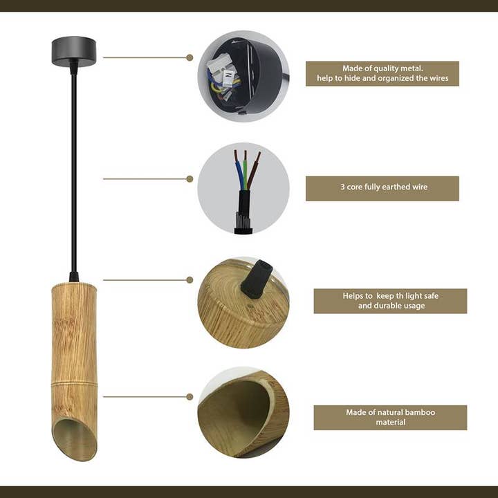 Ledsone - Wholesale Chandelier/hanging light - Hanging Wooden GU10 Socket Pendant Light~47746