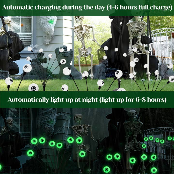 Heynemo - Wholesale Outdoor Ornament/Decor - Solar Halloween Eyeball Lights Outdoor, 8 Pieces LED Eyes1