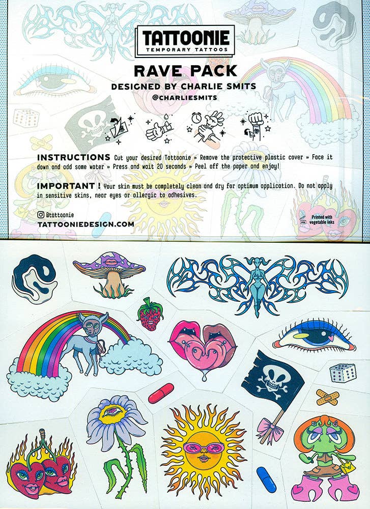 Tattoonie - Wholesale Tijdelijke tattoo - Tattoo Rave-pakket (verpakking van 1)12