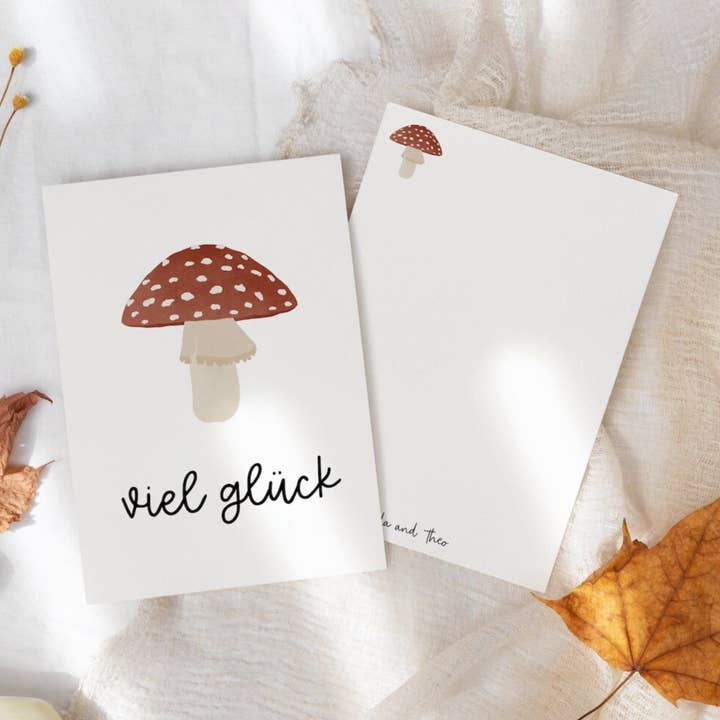 Tilda&Theo – Großhandel Postkarten – Postkarte Glück - Fliegenpilz