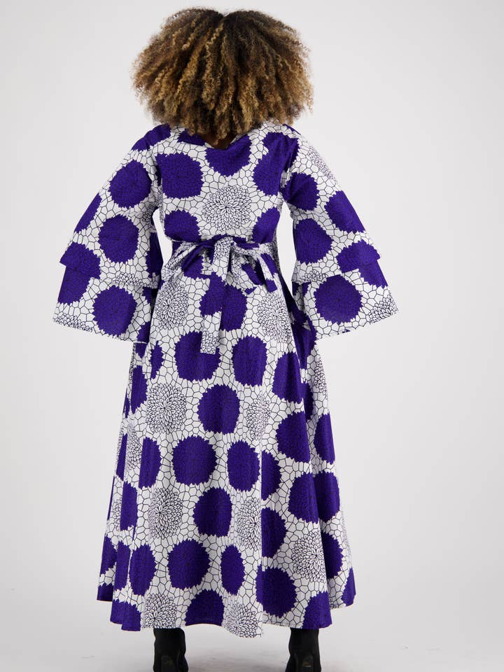 Bell Sleeves African Print Wrap Dress 1622-224 for wholesale by Advance Apparels