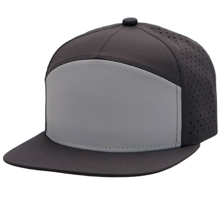 Cap Zone - Wholesale Flat Brim Cap - Unisex - Colored Front 7 Panel Digital Perforated Snapback22