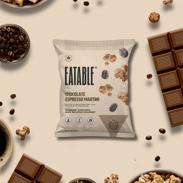 EATABLE Popcorn - Wholesale Popcorn - Mini Chocolate Espresso Martini - Milk Chocolate Popcorn