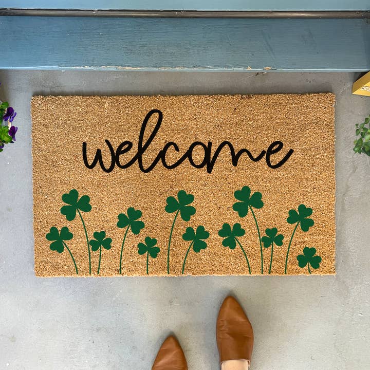 Welcome Shamrocks St. Patrick's Day Doormat for wholesale by Nickel Designs Doormats