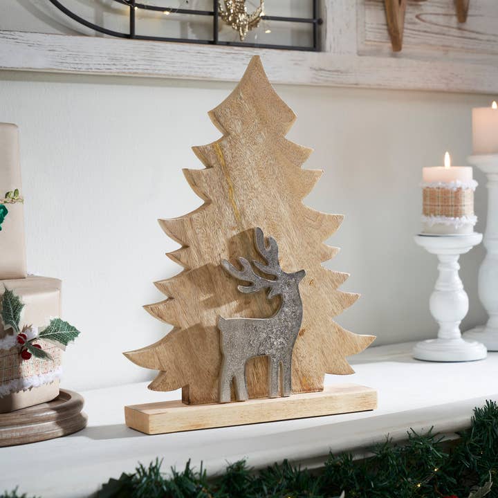 VHC Brands - Wholesale Decorative Tabletop Object - Forest Frolic Natural Wooden Tree 16.5x13x2.75