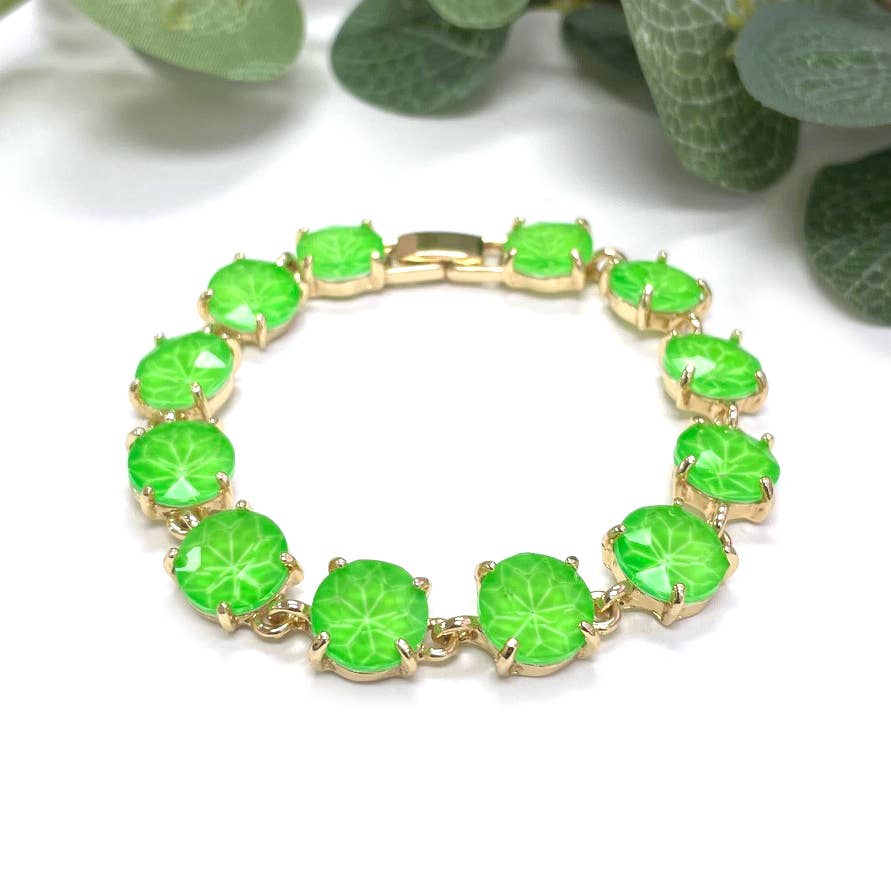 StarryNYC - Wholesale Link & Chain Bracelet - Neon Round Cushion Cut Crystal Glass Linked Bracelet6