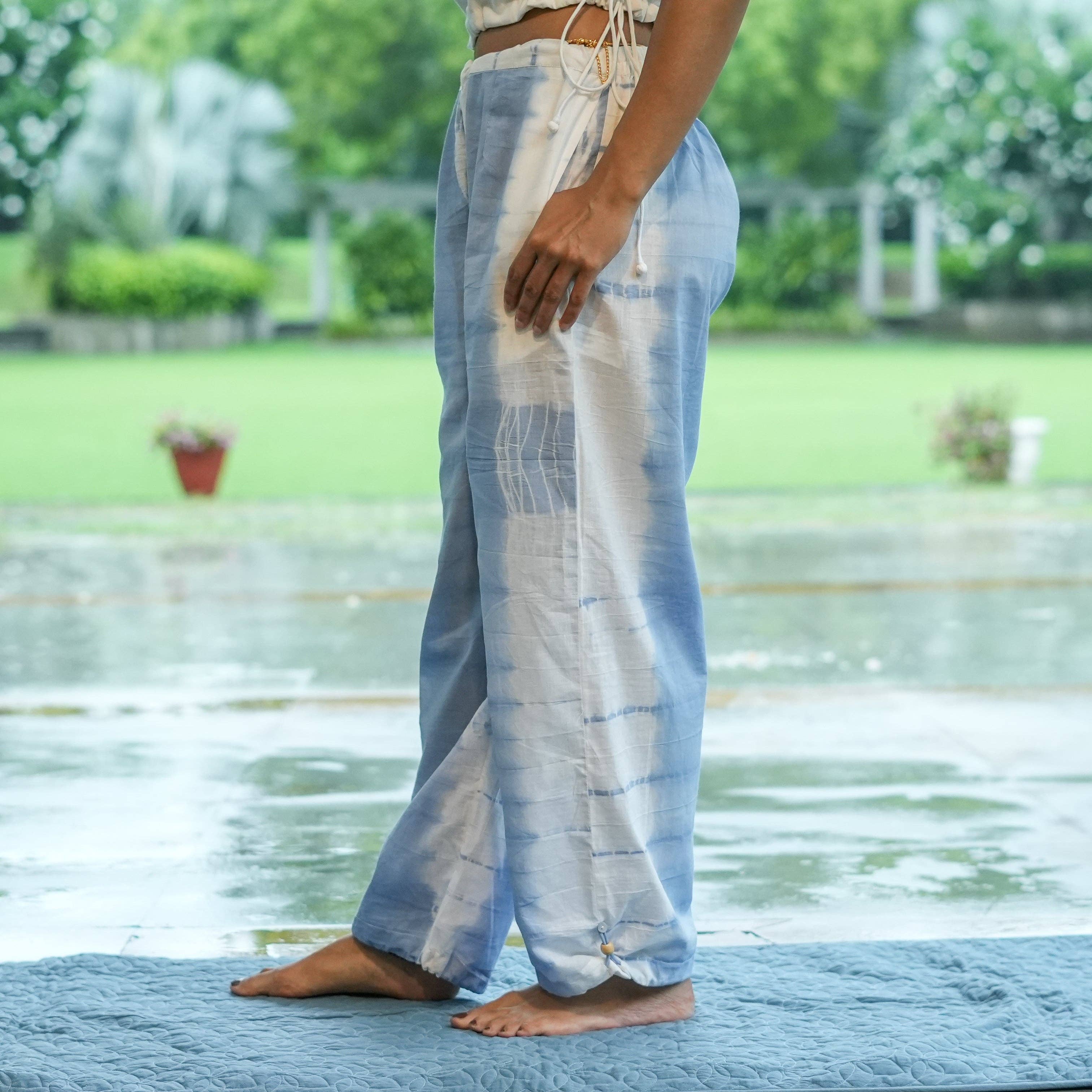 AKISO - Wholesale Pants - Women's - Womens Yoga Pant Tie and Dye Blue Ananda1