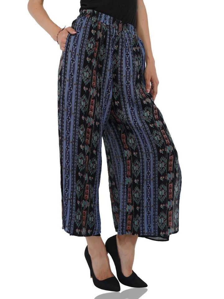 America & Beyond - Wholesale Pants - Women's - Dusk Blue Boho Lounge Pants - Blue3