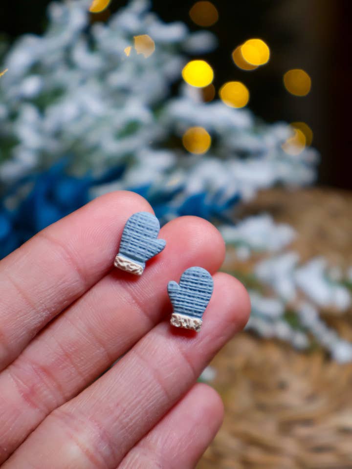 Cozy Mitten Stud Earrings for wholesale by Ivy Lane Clay Co.