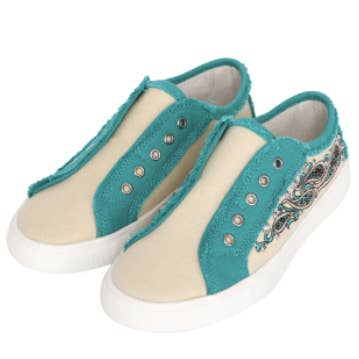 Montana West Embroidered Canvas Shoes (Turquoise) for wholesale by GST Designz, LLC