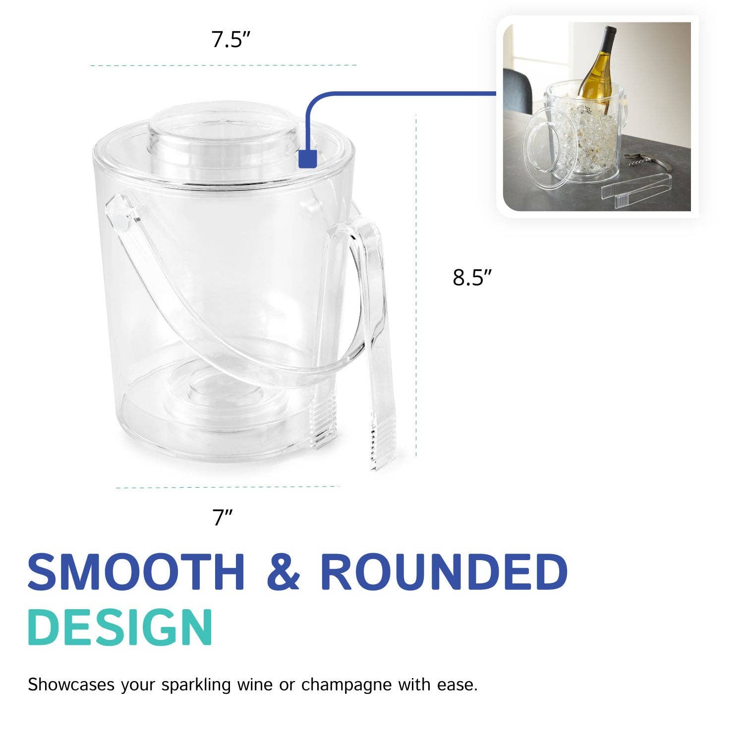 Huang Acrylic - Vente Seaux à glace - 3 pintes. Seau à glace avec pinces3