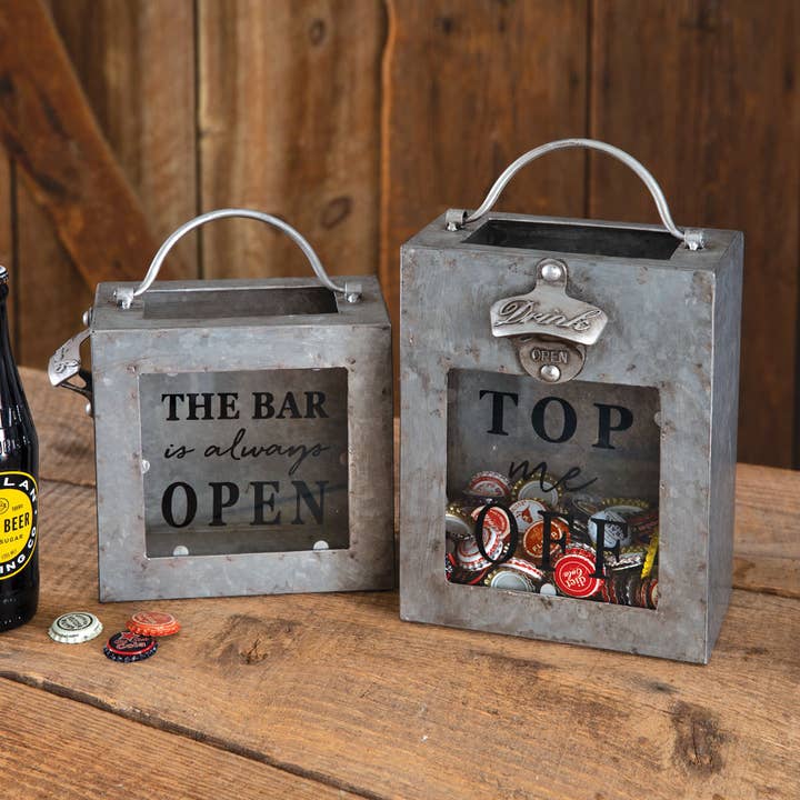 CTW Home Collection - Wholesale Bottle/Wine Opener - Top Me Off Galvanized Bottle Opener Bin2