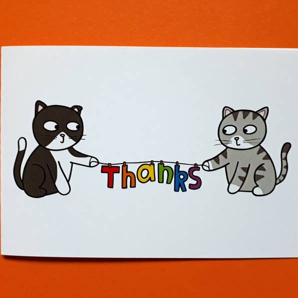 Penguin Parade - Venta al por mayor Tarjetas de agradecimiento - Tarjeta Thanks Cat