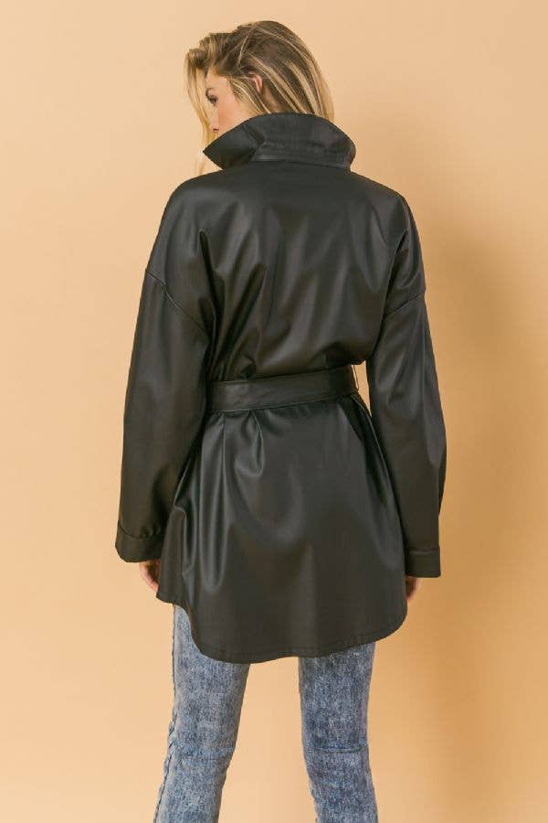 BLACK A faux leather jacket-JJ2419 for wholesale on Faire5