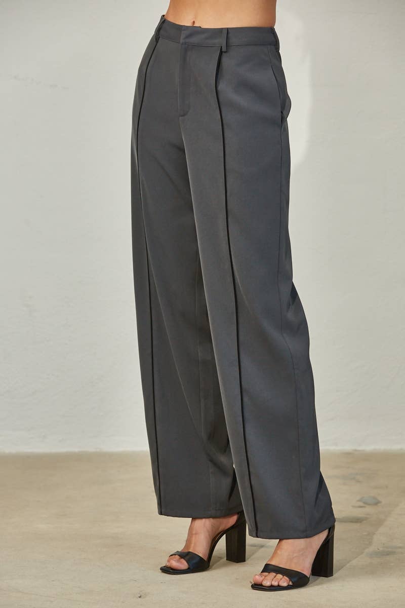 Edit by Nine - Wholesale Pants - Women's - High Waisted Piping Seams Front Dress Pants5