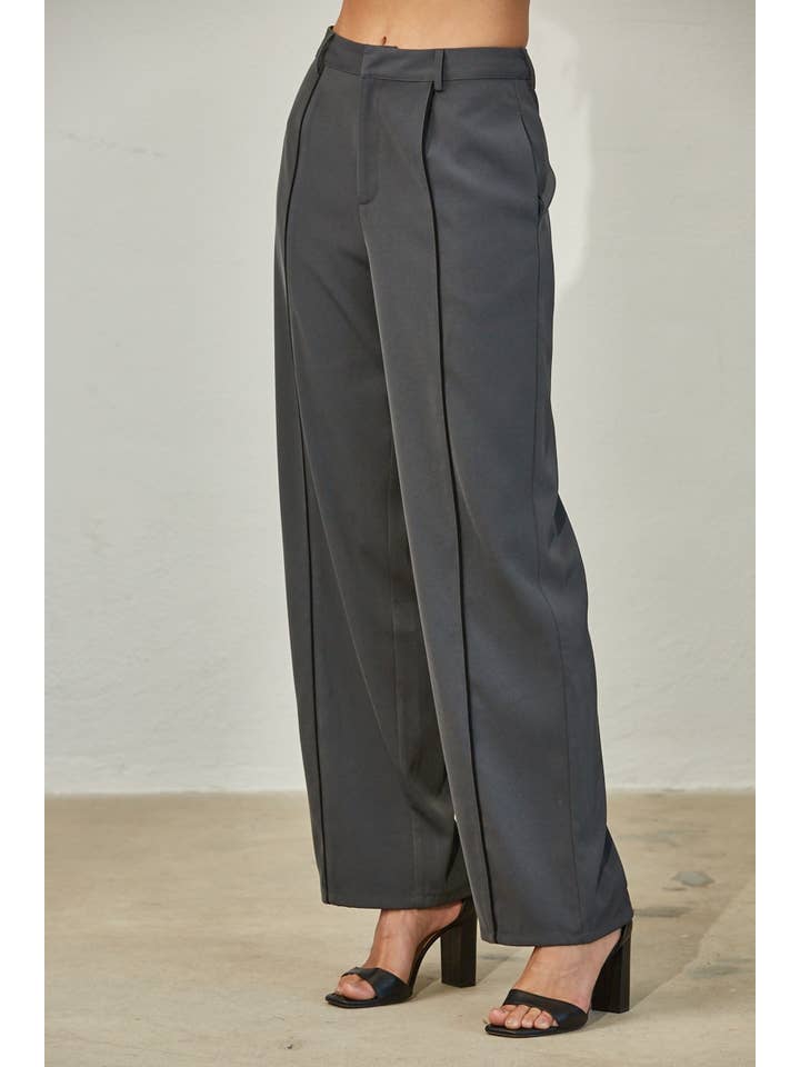 Edit by Nine - Wholesale Pants - Women's - High Waisted Piping Seams Front Dress Pants5