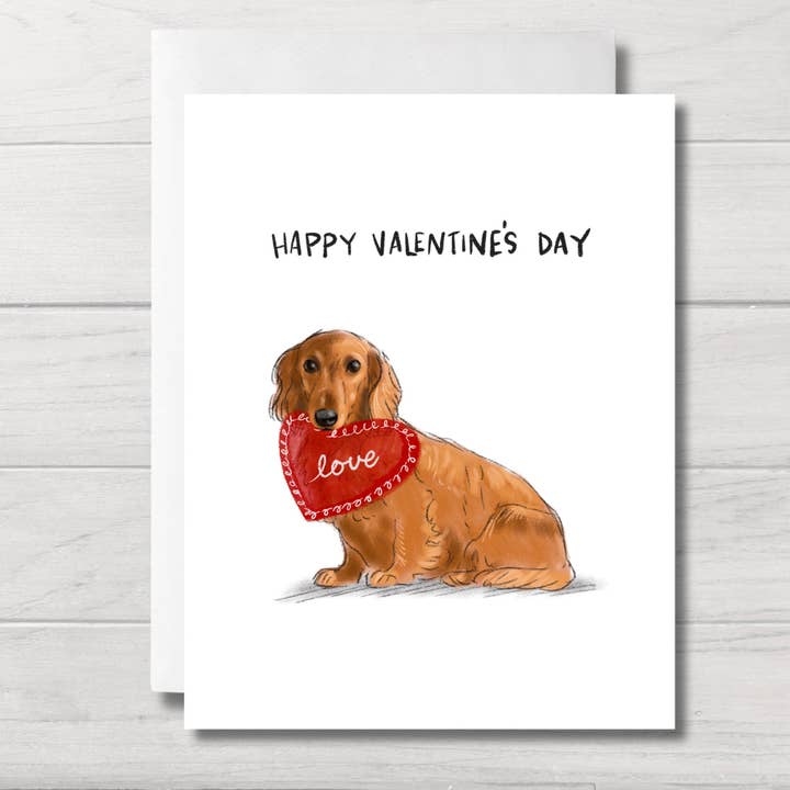 Dog Valentine Card | Dachshund Greeting Card | Wiener Heart for wholesale by Fable & Sage