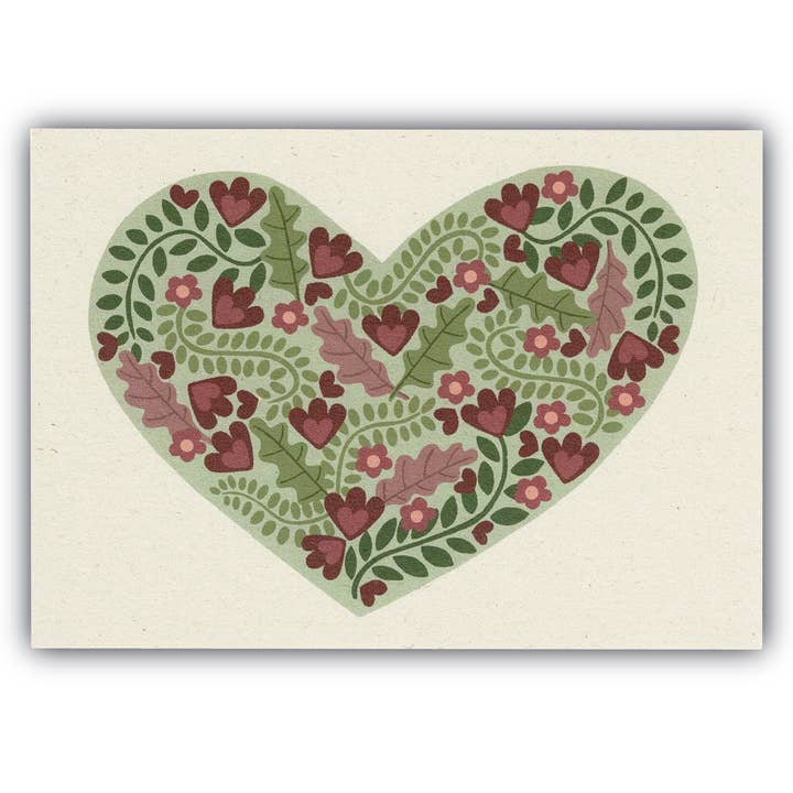 Nachhaltige Postkarte Herz (Frühling) für den Großhandel von Buro Binnenveld Illustraties