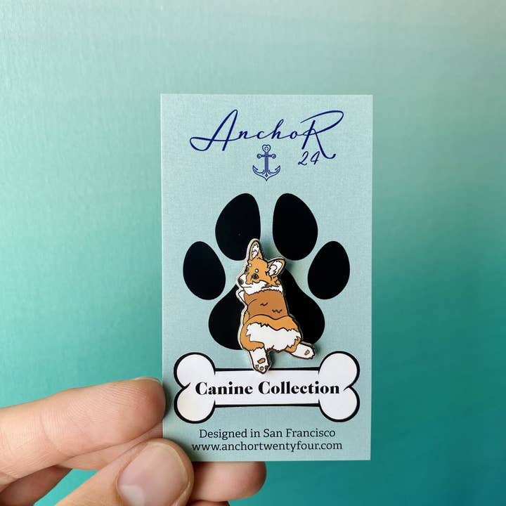 Anchor24 - Wholesale Lapel Pin/Button - Corgi Sploot Pin