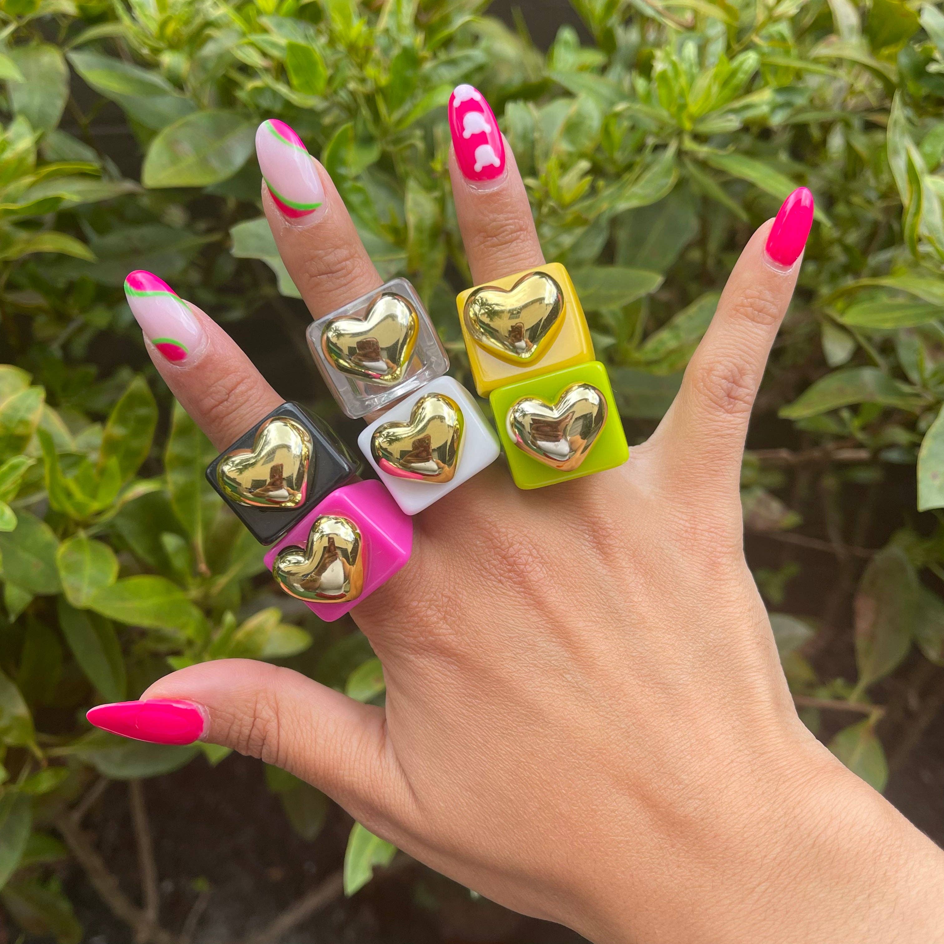 E ACCESORIES JEWERLY - Vente Bague de cocktail/de cérémonie - Bague épaisse en plastique Big Heart2