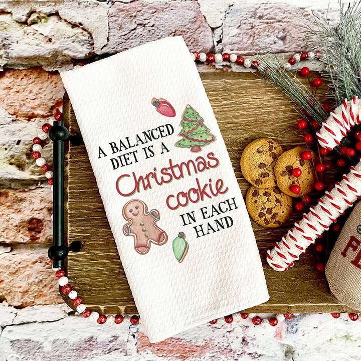 Christmas Cookie Diet Kitchen Towel, Winter Holiday Decor for wholesale by Canary Road