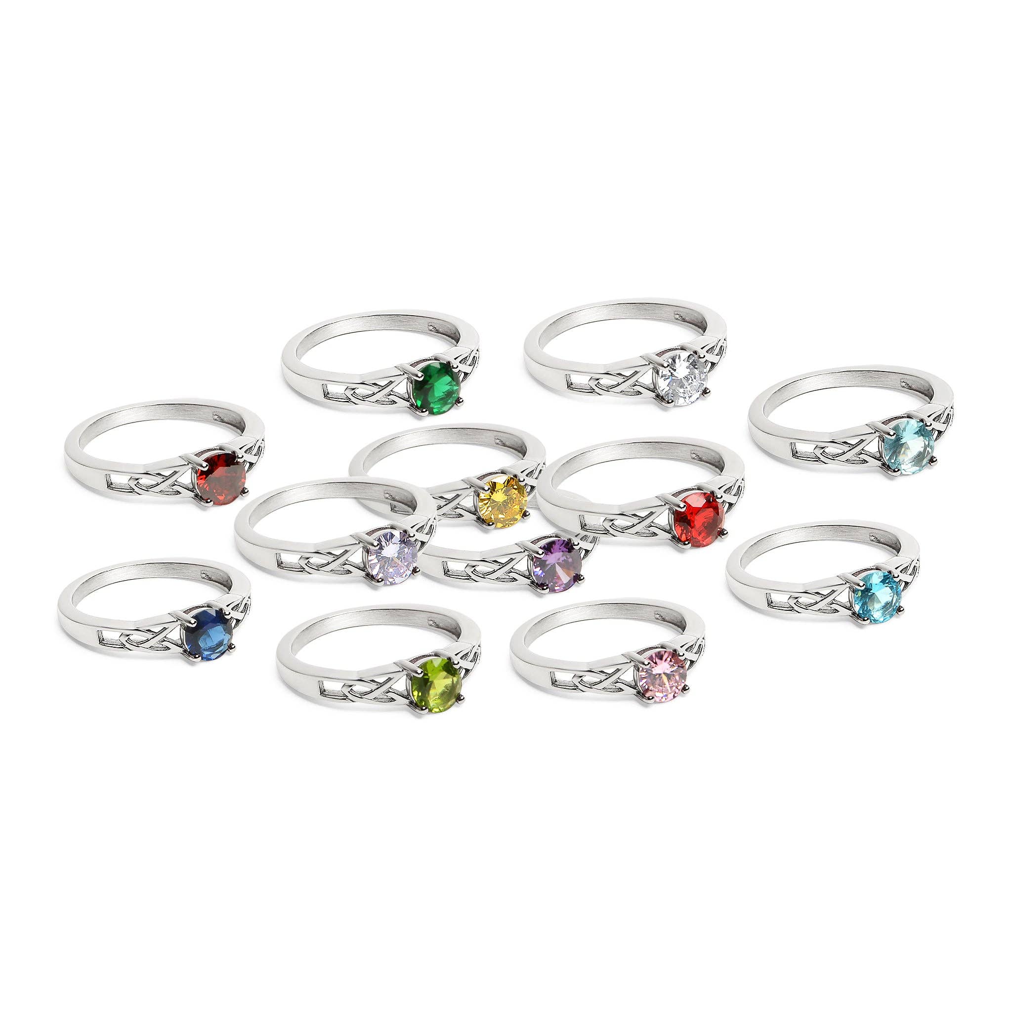 WJW - Wholesale Single Stone/Solitaire Ring - Stainless Steel CZ Stone Celtic Ring25