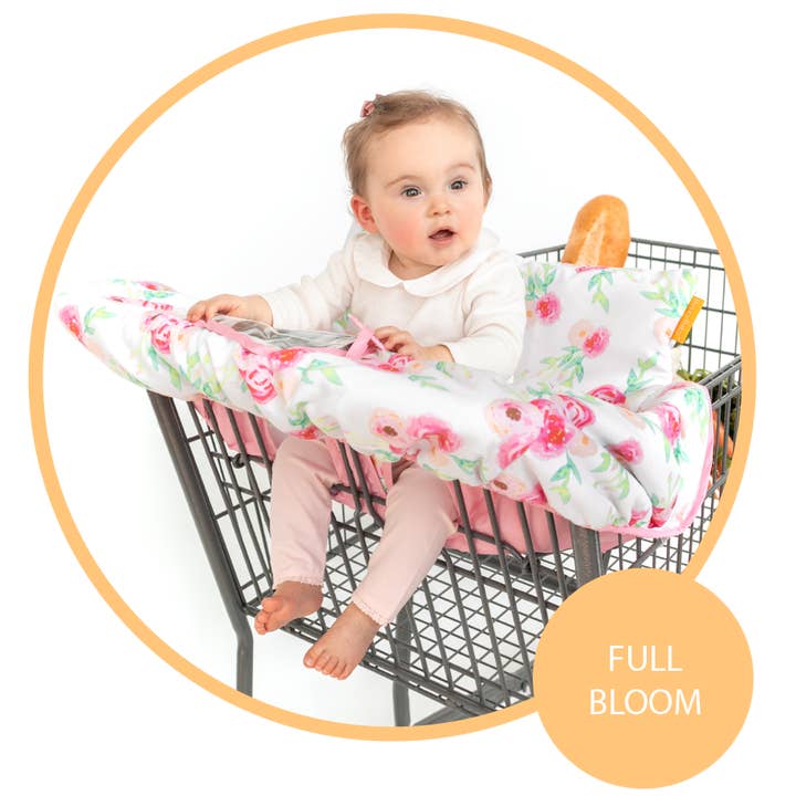 Baby Shopping Cart Cover - Full Bloom Watercolor Floral Print for wholesale by Binxy Baby