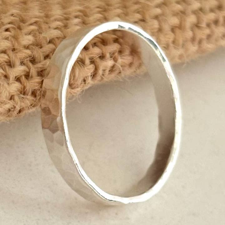 Wide banded silver stacking ring for wholesale by Verve Jewellery
