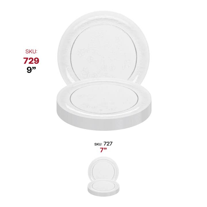 Smarty had a Party - Wholesale Disposable Plate - 9" Clear Floral Round Plastic Buffet Plates - 240 pcs5