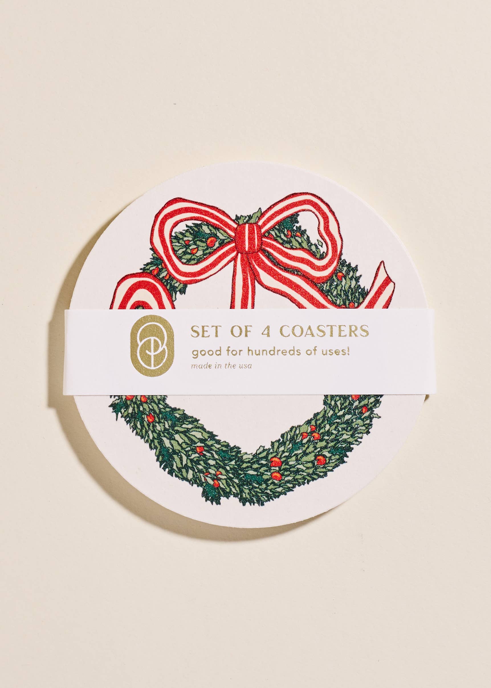 One & Only Paper - Wholesale Coasters - Holiday Wreath Coasters - Set of 40