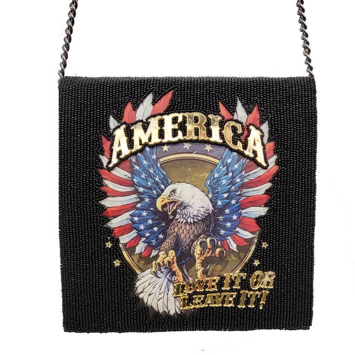 Ricki designs - Wholesale Crossbody Bag - Women's - BEADED LEATHER AMERICAN EAGLE CROSS BODY BAG