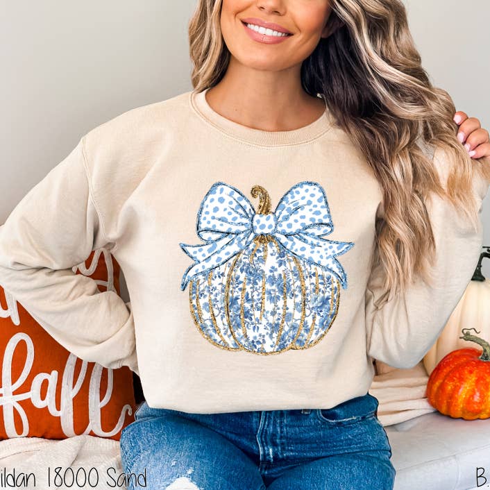 Blue Grand Millennial Coquette Pumpkin #BS7426 for wholesale by Bama Screens