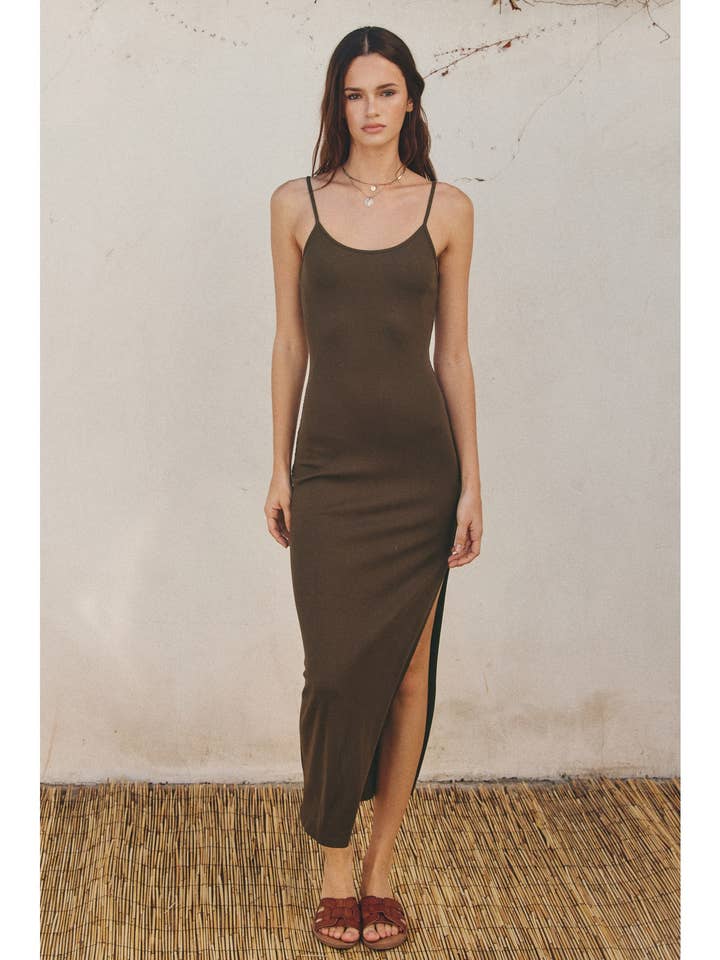 Dress Forum - Vente Robe – femme - Robe longue moulante en tricot côtelé (1)