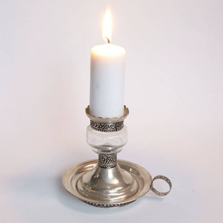 Casa Moro - Wholesale Candle holder - Moroccan Aladin silver metal & glass candle holder4