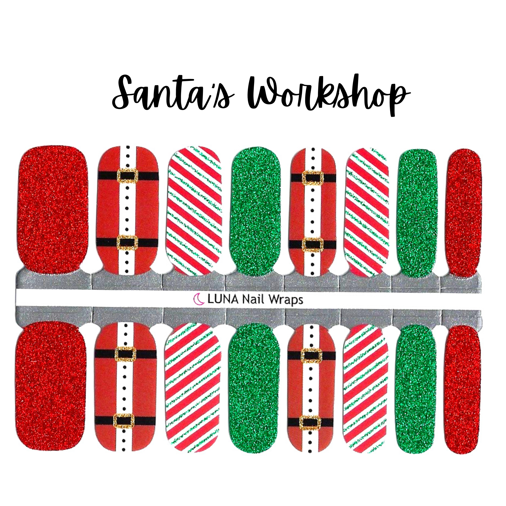 LUNA Nail Wraps - Wholesale Nail Art/Decal - Christmas Nail Wraps Santa's Workshop1