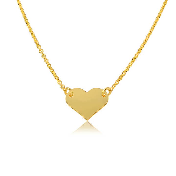 Silver 925 Gold Plated High Polished Heart Necklace for wholesale by The Hailey Shop