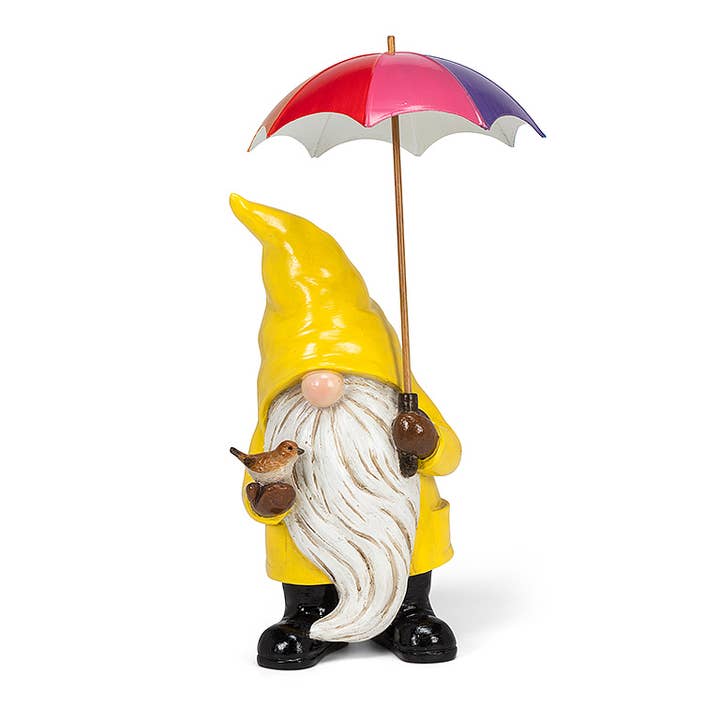 LG Gnome w/Paraply & Fågel-13,5" H-2135 för wholesale av Abbott